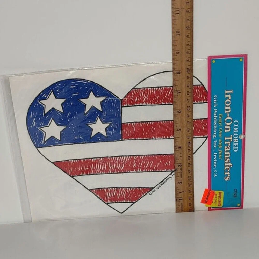 Gick Publishing Americana Patriotic Flag Heart Shaped Iron‎ On Transfer